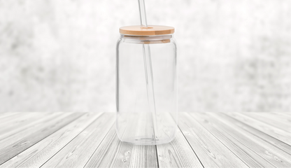 Blank Cup Only-16oz Glass Cups w/bamboo lids and straws